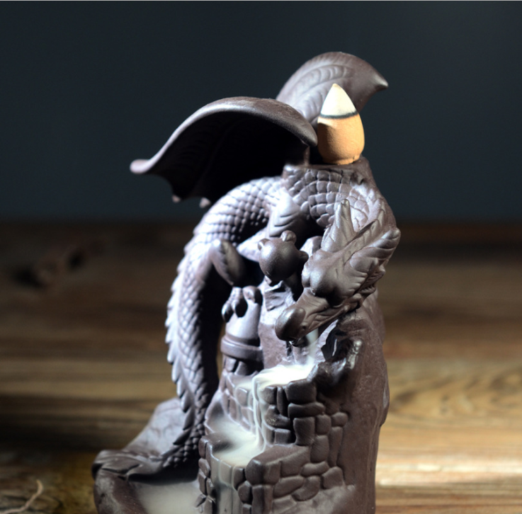 Zisha Backflow Incense Burner - Pterosaur Ceramic Design