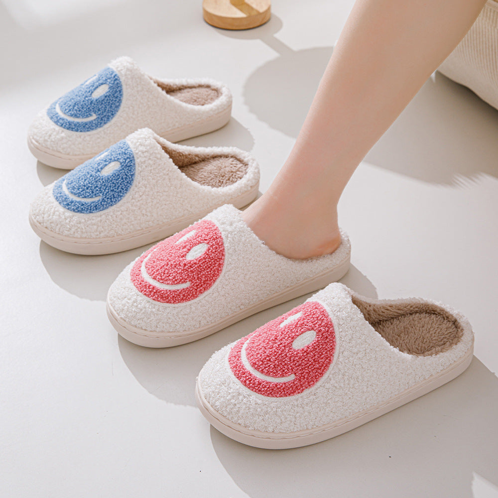 Korean Style Smiley Face Plush Indoor Slippers