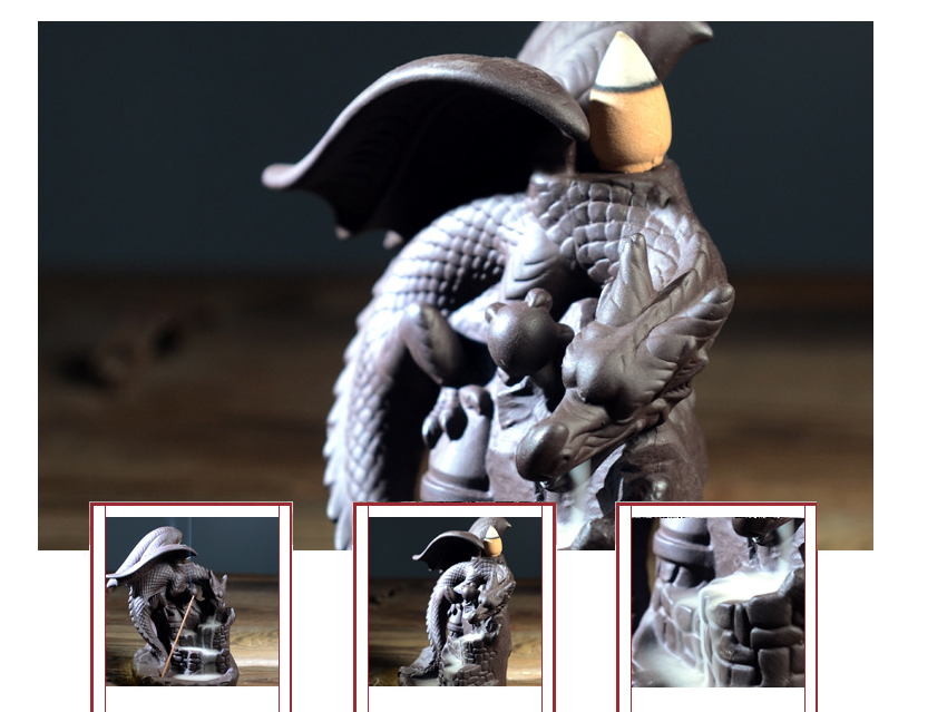 Zisha Backflow Incense Burner - Pterosaur Ceramic Design