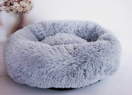 Round Plush Dog Bed for Small Dogs and Puppies