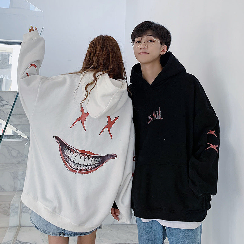 Couples Hoodie with Fleece Lining and Smiley Design