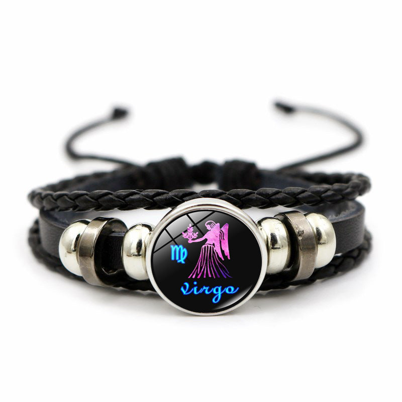 Creative Leather Weaving Beaded Bracelet in Gem Fashion