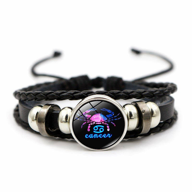 Creative Leather Weaving Beaded Bracelet in Gem Fashion