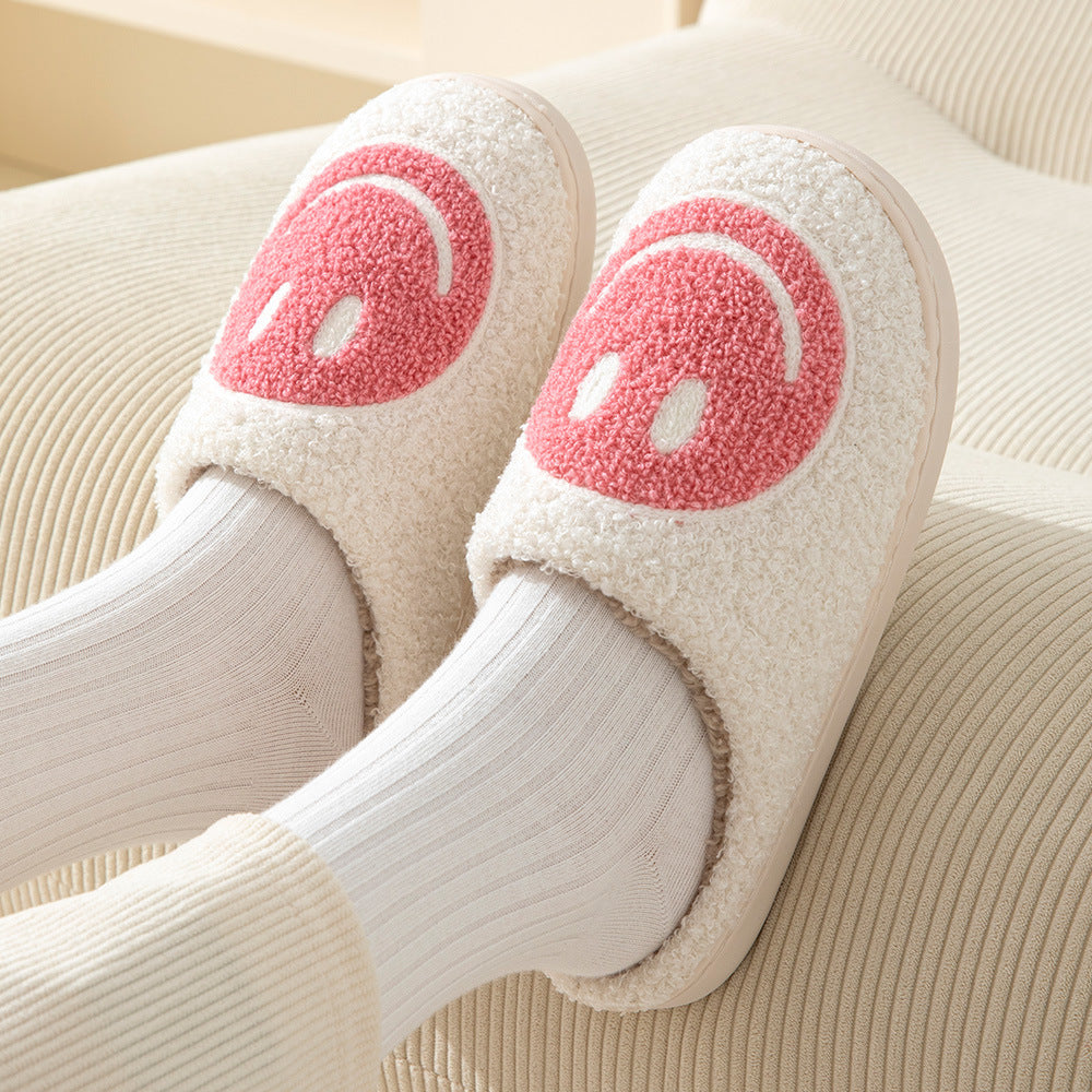 Korean Style Smiley Face Plush Indoor Slippers