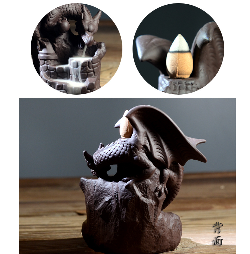 Zisha Backflow Incense Burner - Pterosaur Ceramic Design