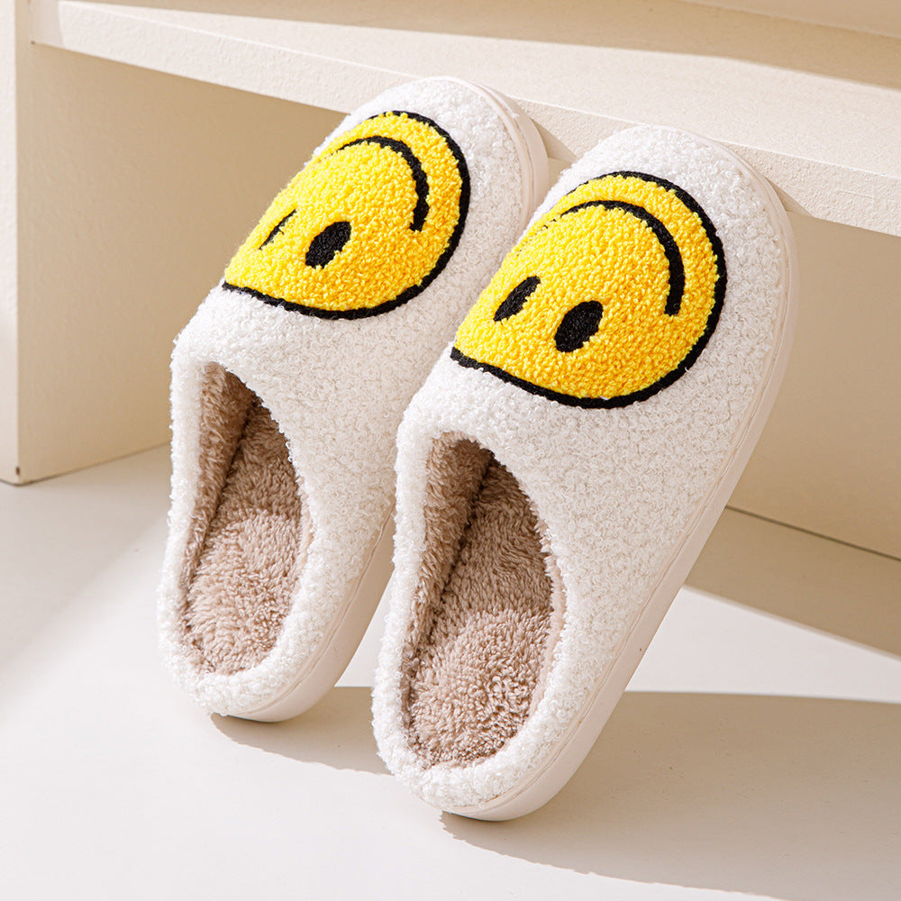 Korean Style Smiley Face Plush Indoor Slippers