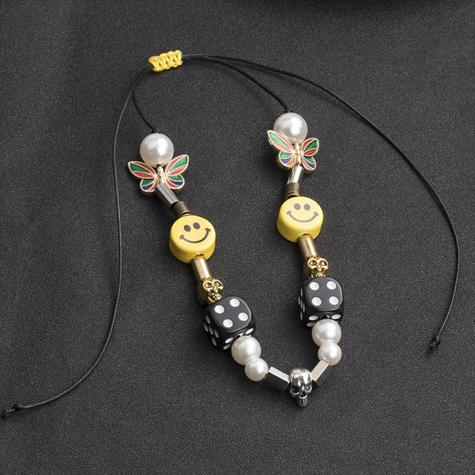 Kris Wu Style Skull Butterfly Smiley Necklace for Couples